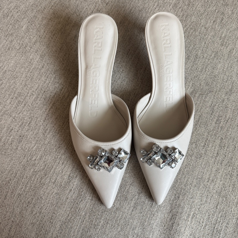 KARL LAGERFELD Leather Kitten Heel Mule
